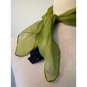 Vintage Y2K Rare Express Sheer Chiffon Neck Scarf Bright Olive Green
